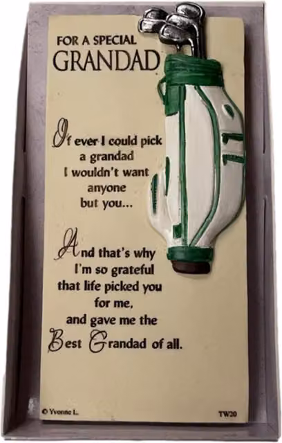 Sensations Timeless Words Grandad Plaque, Multicolour and White, W: 16 cm, H: 9 cm