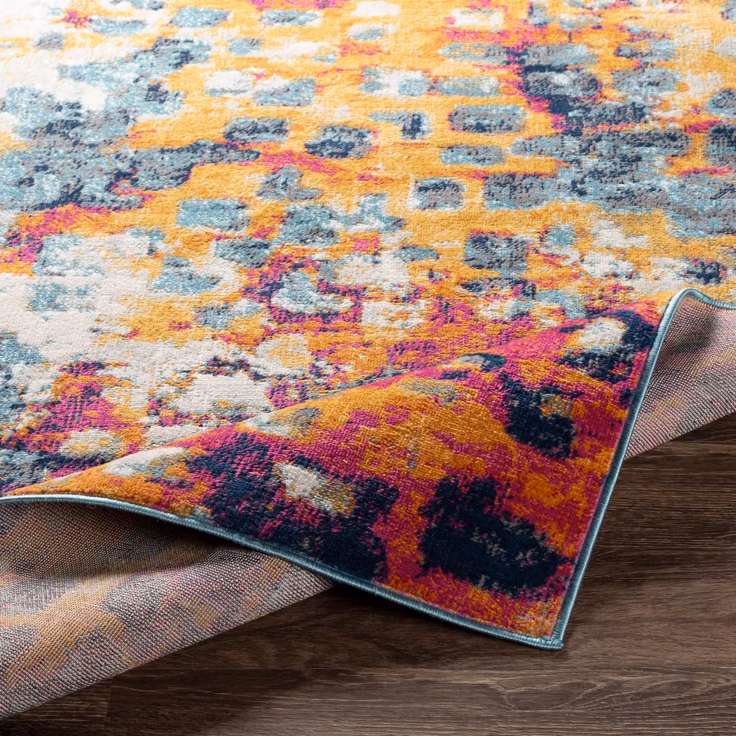 Livabliss Floransa Abstract Modern Marble Living and Dining Room Rug in Orange and Multicolour, W: 200 cm, D: 275 cm – 3