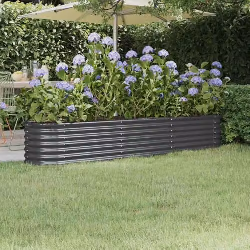 vidaXL Galvanised Steel Raised Bed in Anthracite, W/D/H: 224 x 40 x 36 cm – 2