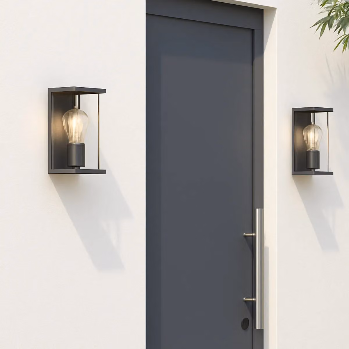 CGC Lighting Adriana Anthracite Grey Outdoor Wall Lantern with Transparent Glass Diffuser IP54 E27 – 2