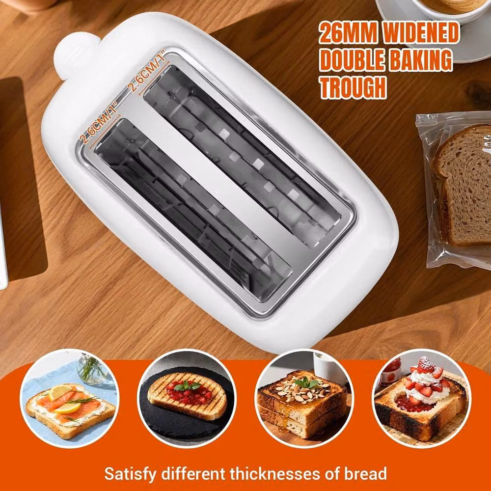 Flavora 2 Slice Toaster in White with 6 Shade Settings and 6 Cooking Modes, W: 15 cm, D: 15 cm, H: 17 cm – 5