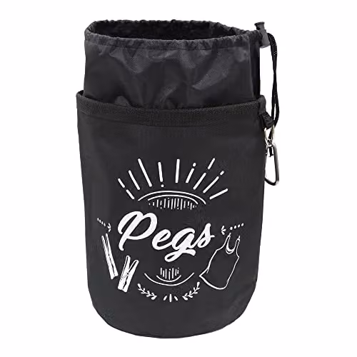 JVL Large Peg Bag with 200 Strong Hold Plastic Pegs in White or Grey – 2