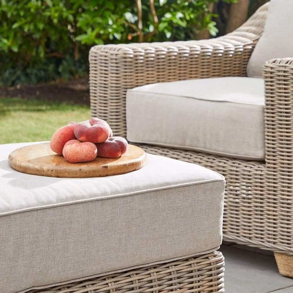 Lemon Pavilion Capri Collection Outdoor Foot Stool in Beige Metal, W: 81 cm, D: 56 cm, H: 24 cm – 5