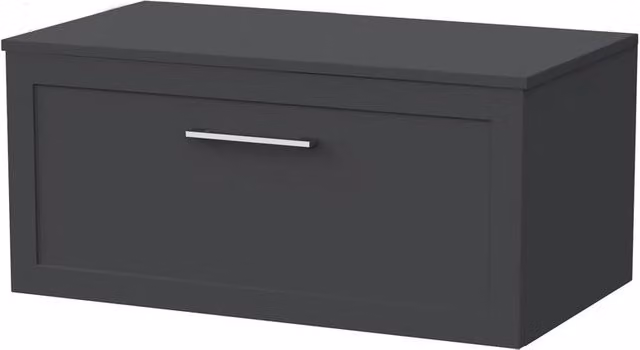 Balterley Stonnall Wall Mounted 1 Drawer Bathroom Vanity Unit with Laminate Top, Dark Grey, Width: 80 cm
