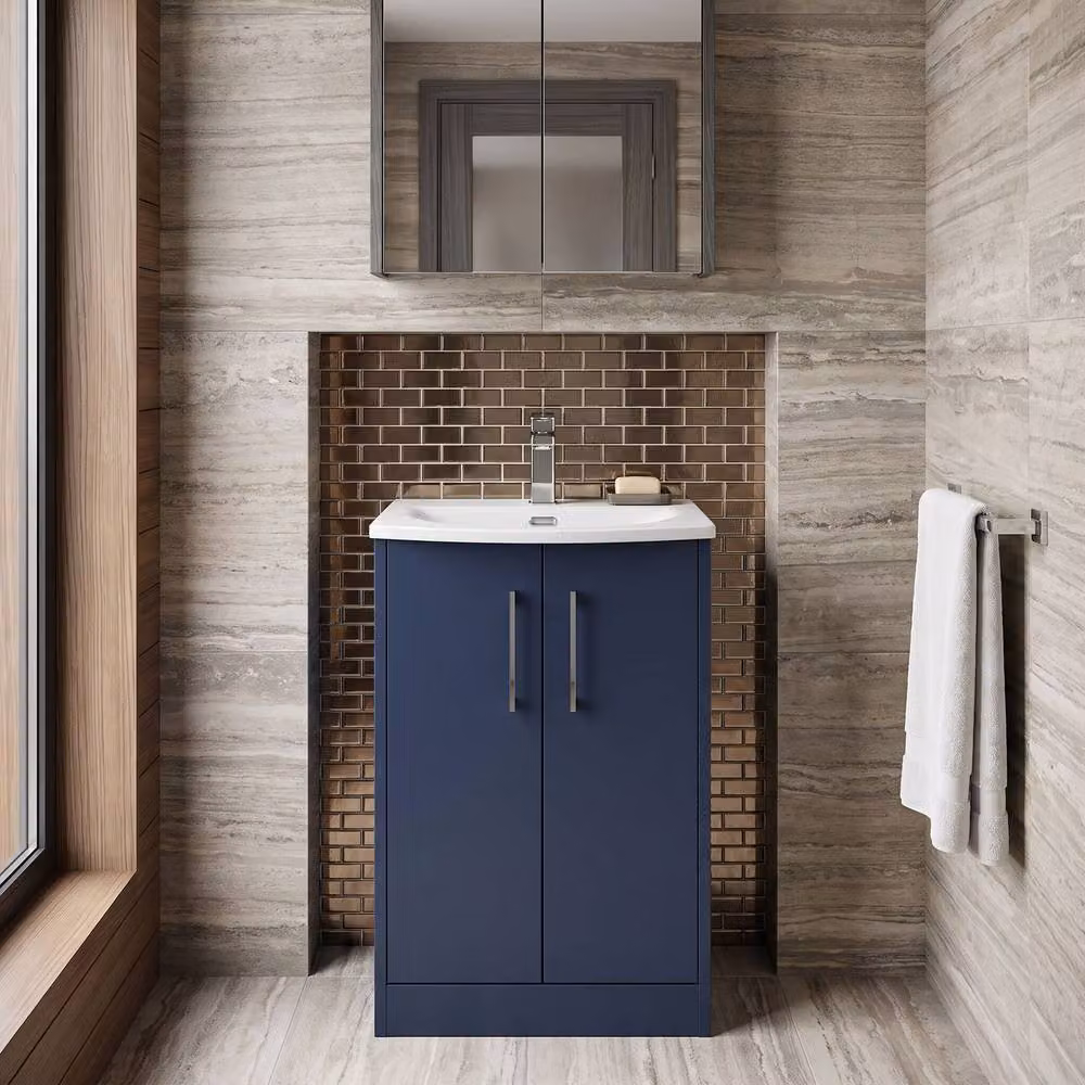 Balterley Winshill Contemporary 2 Door Freestanding Bathroom Vanity Unit, Blue, Width: 50 cm – 4