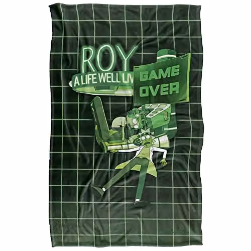 Warner Bros. Rick and Morty Roy Game Over Super Soft Fleece Throw Blanket, Multicolour, W: 91 cm, D: 147 cm – 1