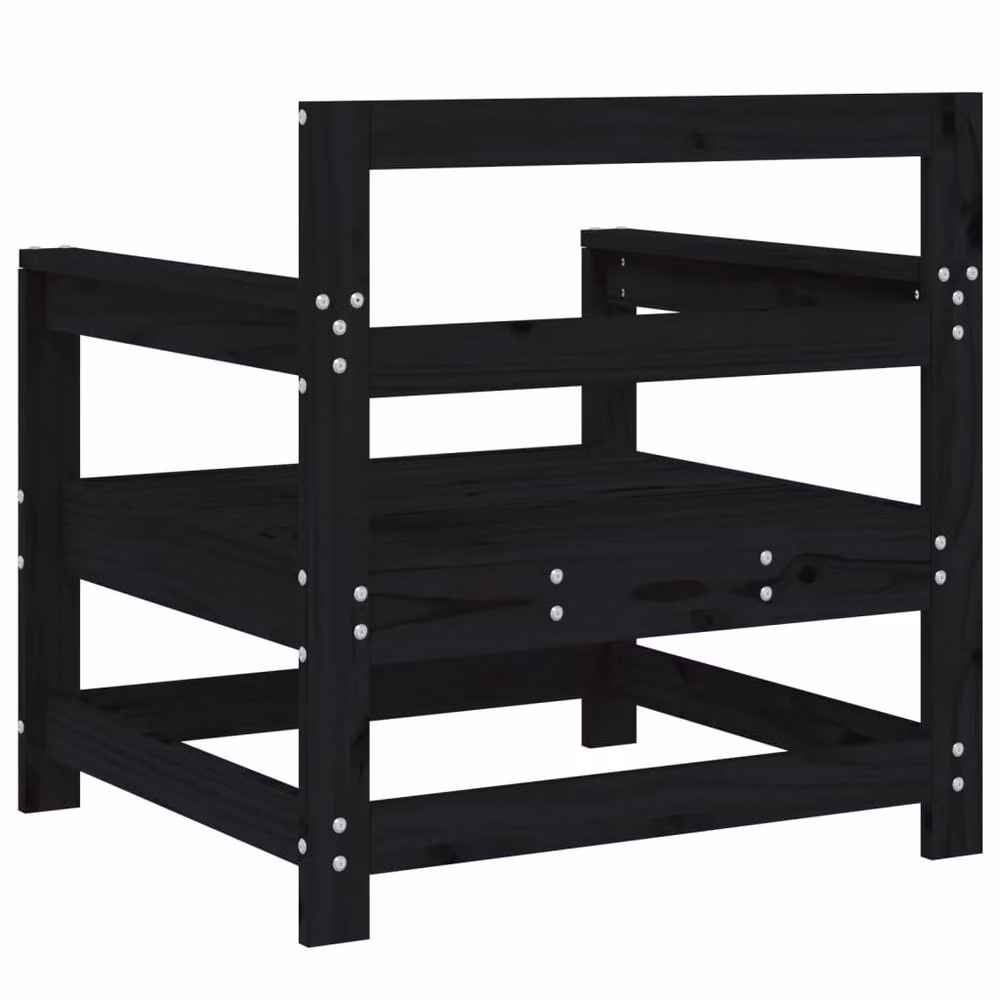 Berkfield Home Beautiful Garden Chairs, Set of 2, Black Solid Pine Wood – 5