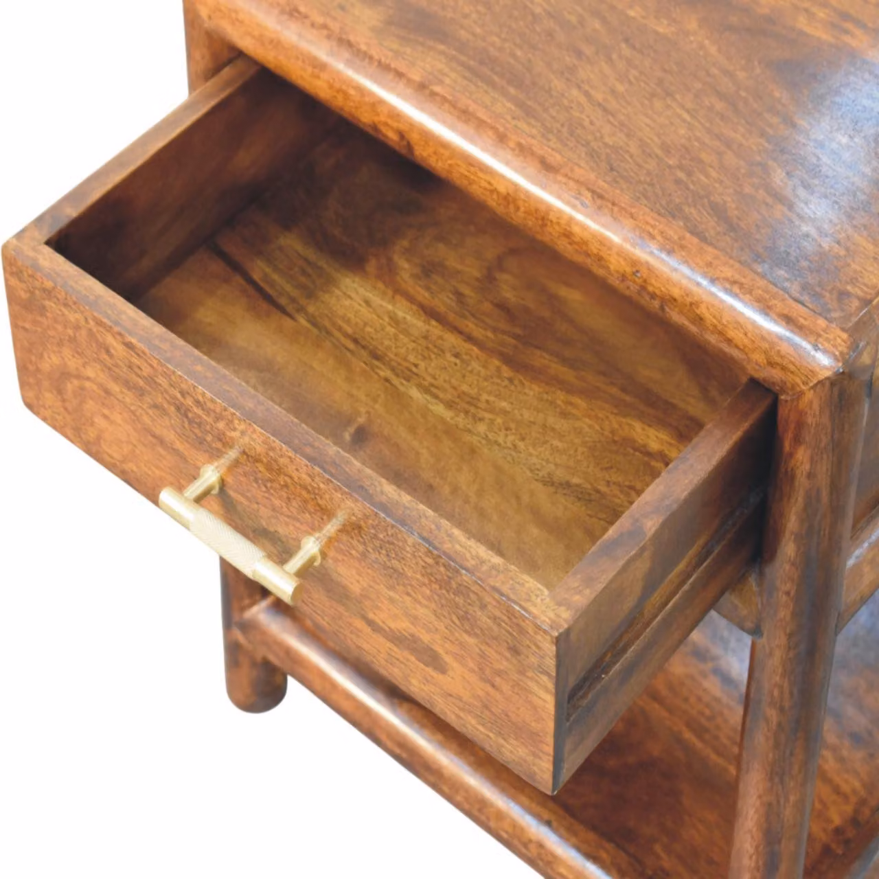 Aosom UK Brown Mango Wood Nightstand with Drawer and Open Shelf, W/D/H: 45 x 35 x 50 cm – 3