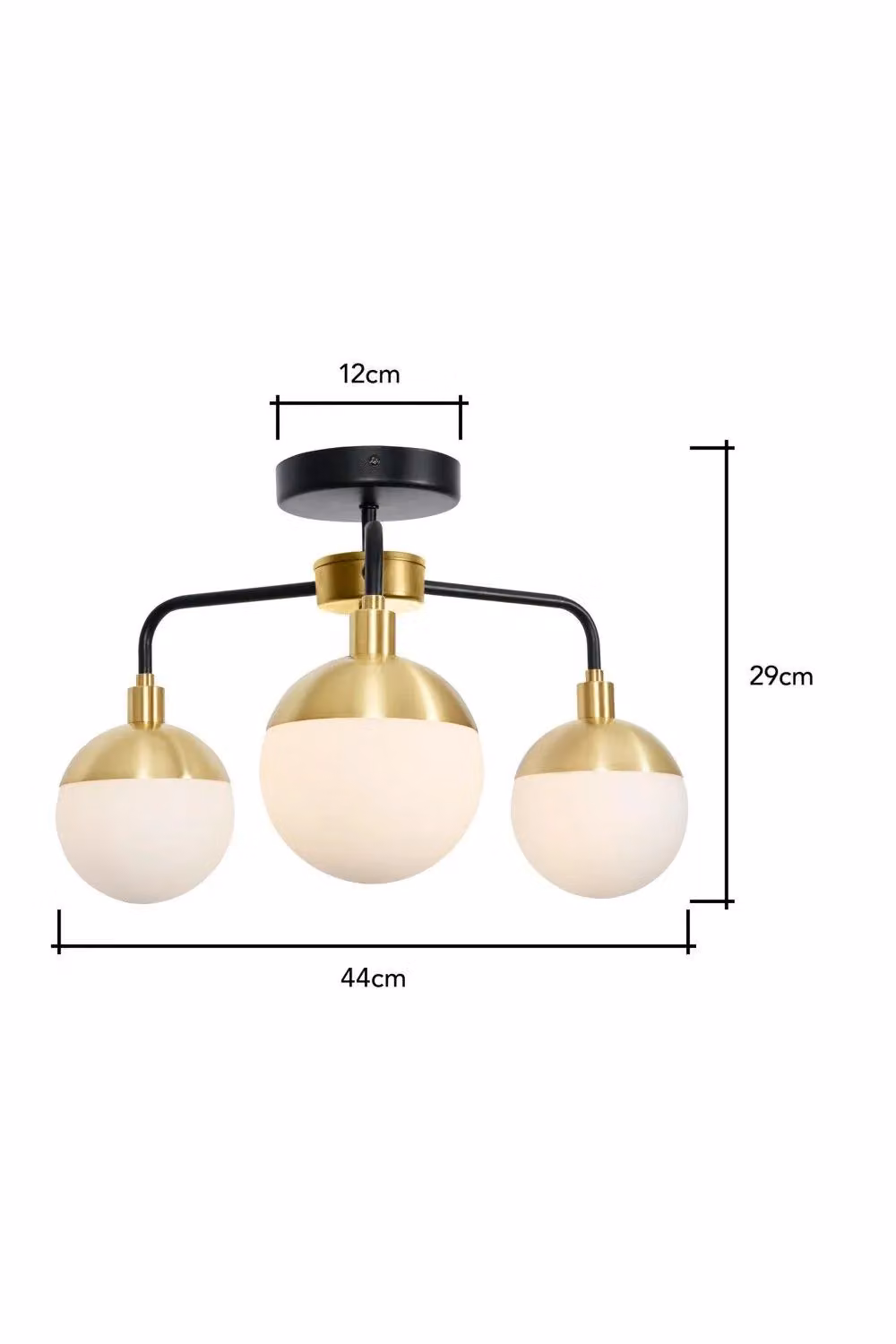 BHS Lighting Sadie Flush Ceiling Light in Black and Gold/Brass with Glass Sphere – 2