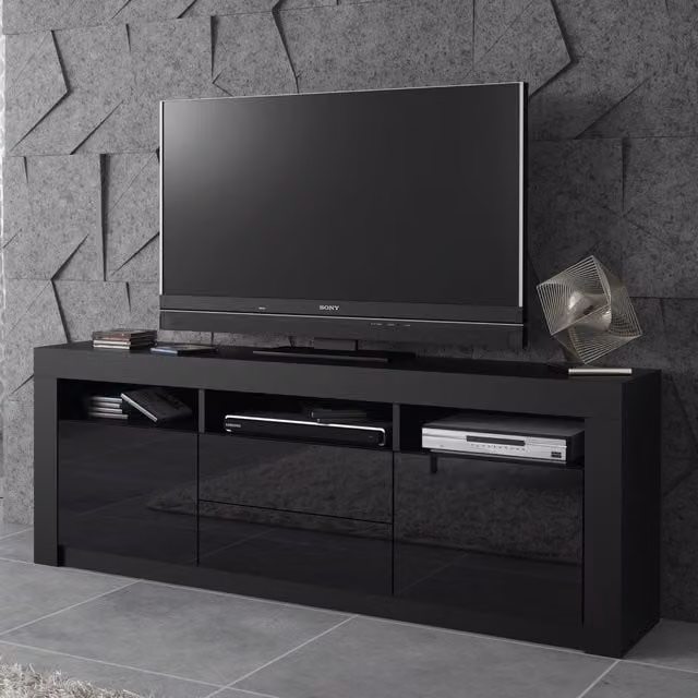 Creative Furniture Modern Black High Gloss TV Unit W: 160 cm, H: 60 cm, D: 35 cm – 1