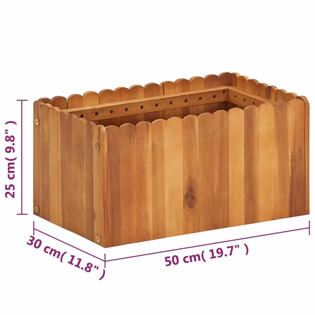 Berkfield Home Garden Raised Bed in Brown Solid Acacia Wood, W: 50 cm, D: 30 cm, H: 25 cm – 4