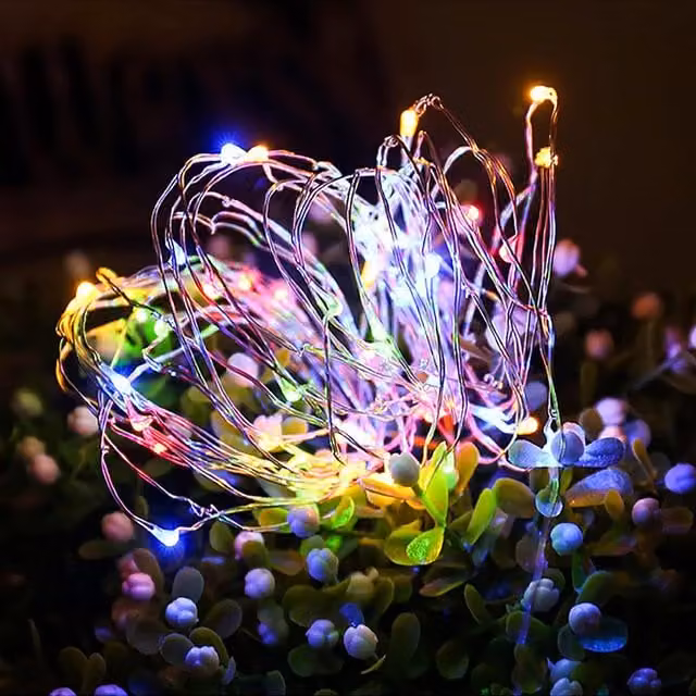 Livingandhome RGB Multicolour Fairy String Lights with Copper Wire, IP65 Waterproof