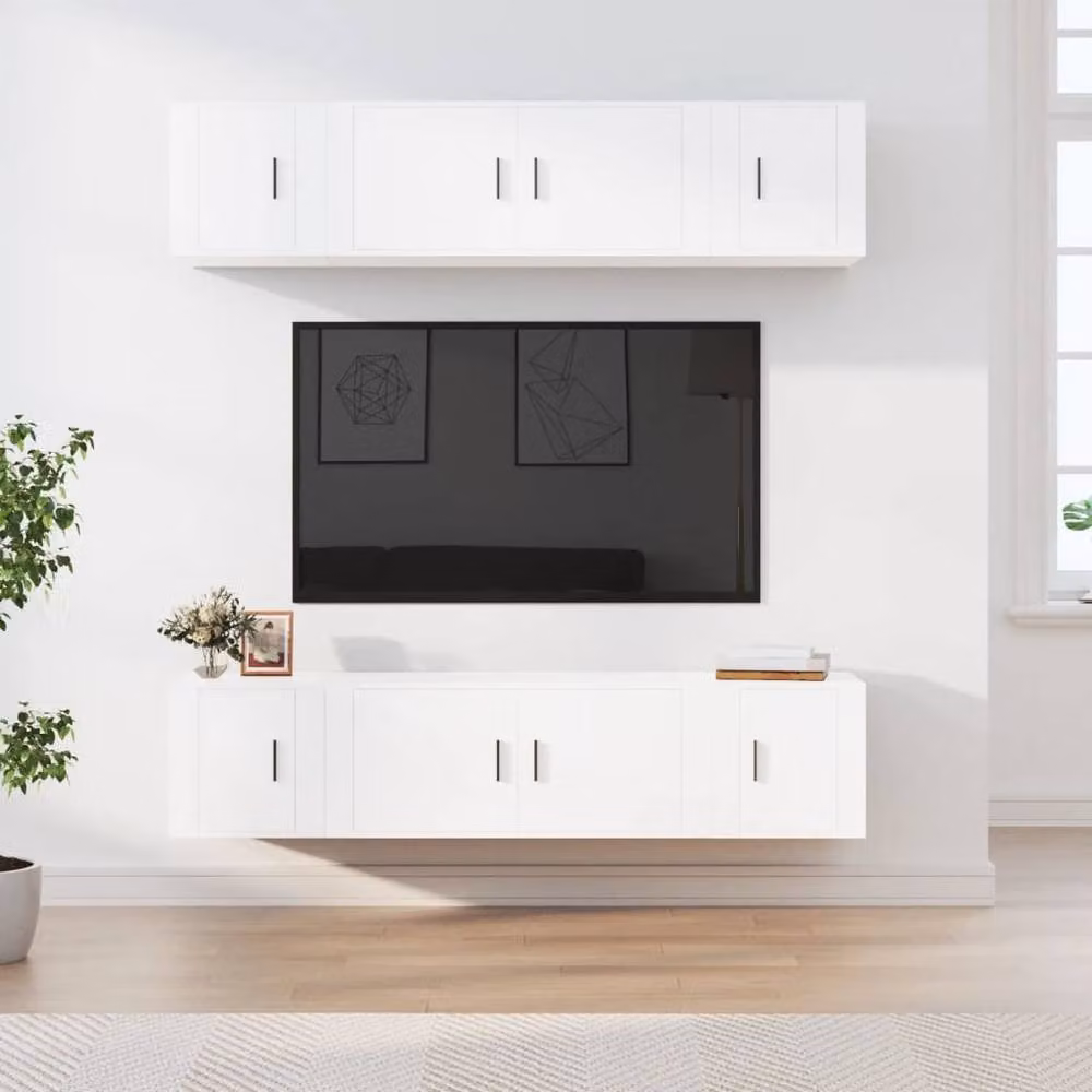 Berkfield Home Classic 6 Piece White Engineered Wood TV Cabinet Set – 2