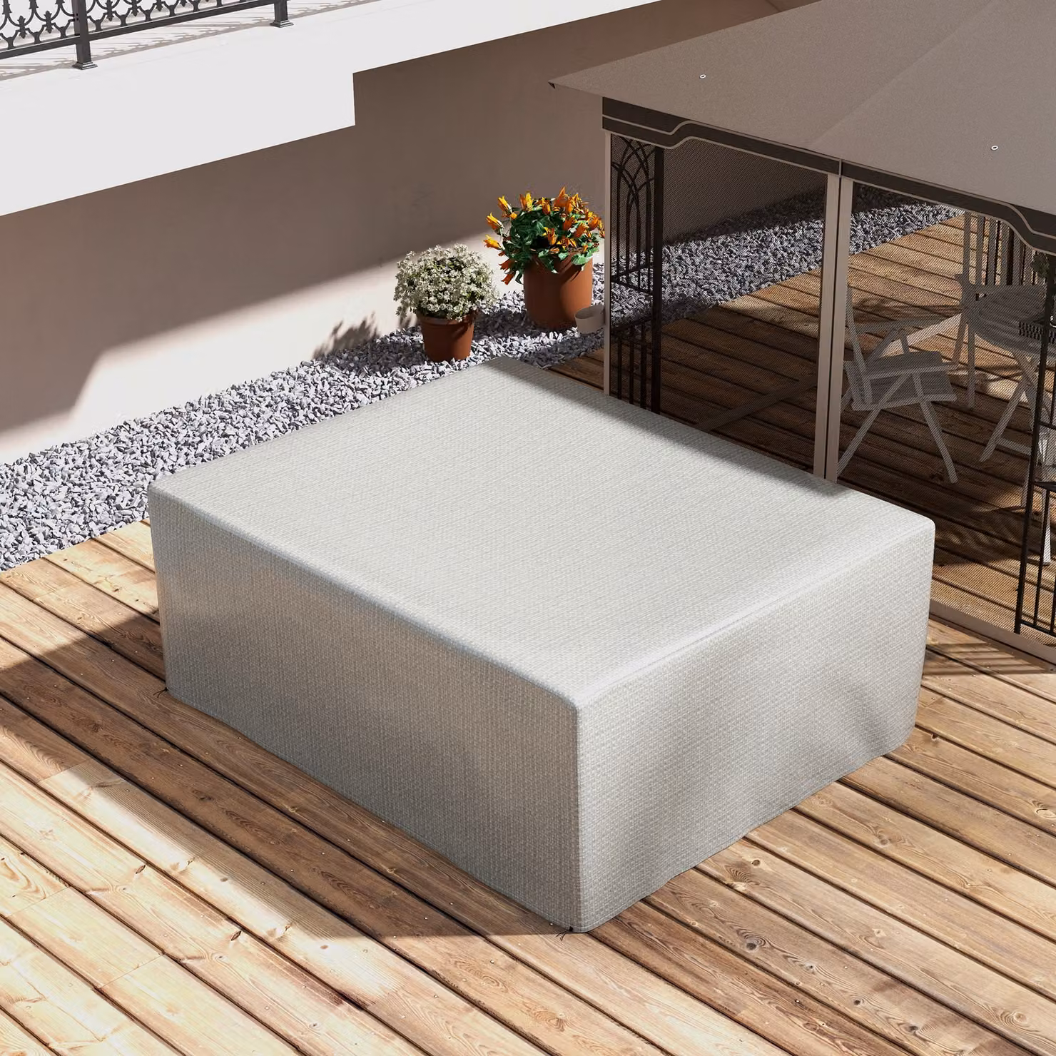 Outsunny Large Waterproof and Anti-UV Patio Furniture Cover, Grey, W/D/H: 235 x 190 x 90 cm – 7