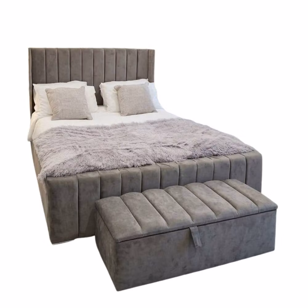 Stratus Interiors Oulton Wingback Panel Bed Frame in Grey Velvet, Super King Size – 2