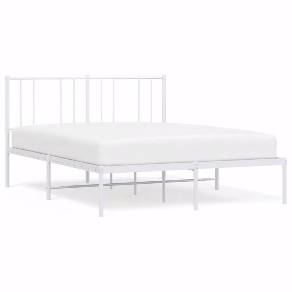 Berkfield Home Metal Bed Frame with Headboard in White, W/D/H: 120 x 200 cm – 2