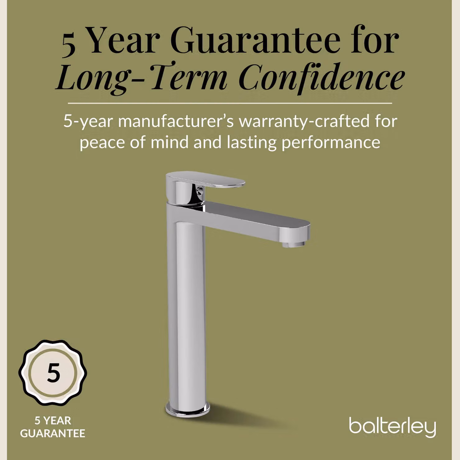 Balterley Cascade Round Tall Mono Basin Mixer Tap in Chrome Silver – 3