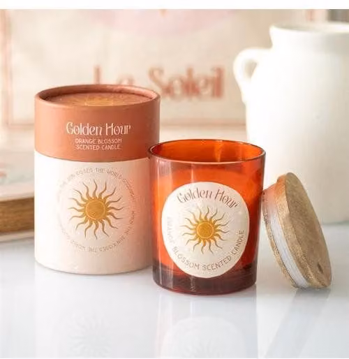 KDMD Golden Hour Orange Blossom Candle, Fresh Floral Scent in Orange Glass – 1