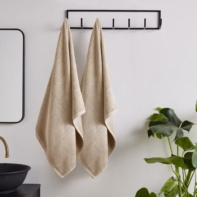Catherine Lansfield Quick Dry Cotton Bath Sheet Pair in Beige – 1