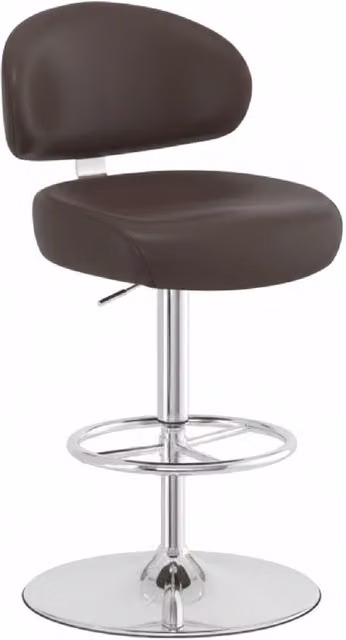 netfurniture Jamaica Height Adjustable Swivel Bar Stool in Brown Faux Leather with Padded Seat