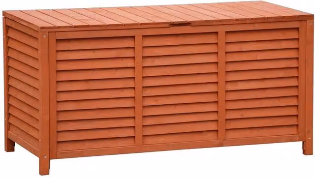 VOGREX 250L Brown Wood Outdoor Storage Box and Garden Bench Container W/D/H: 60 x 54 x 54 cm