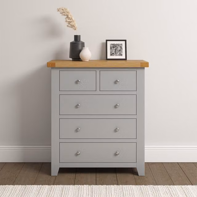 Seconique Windsor 3 plus 2 Drawer Chest in Grey Oak