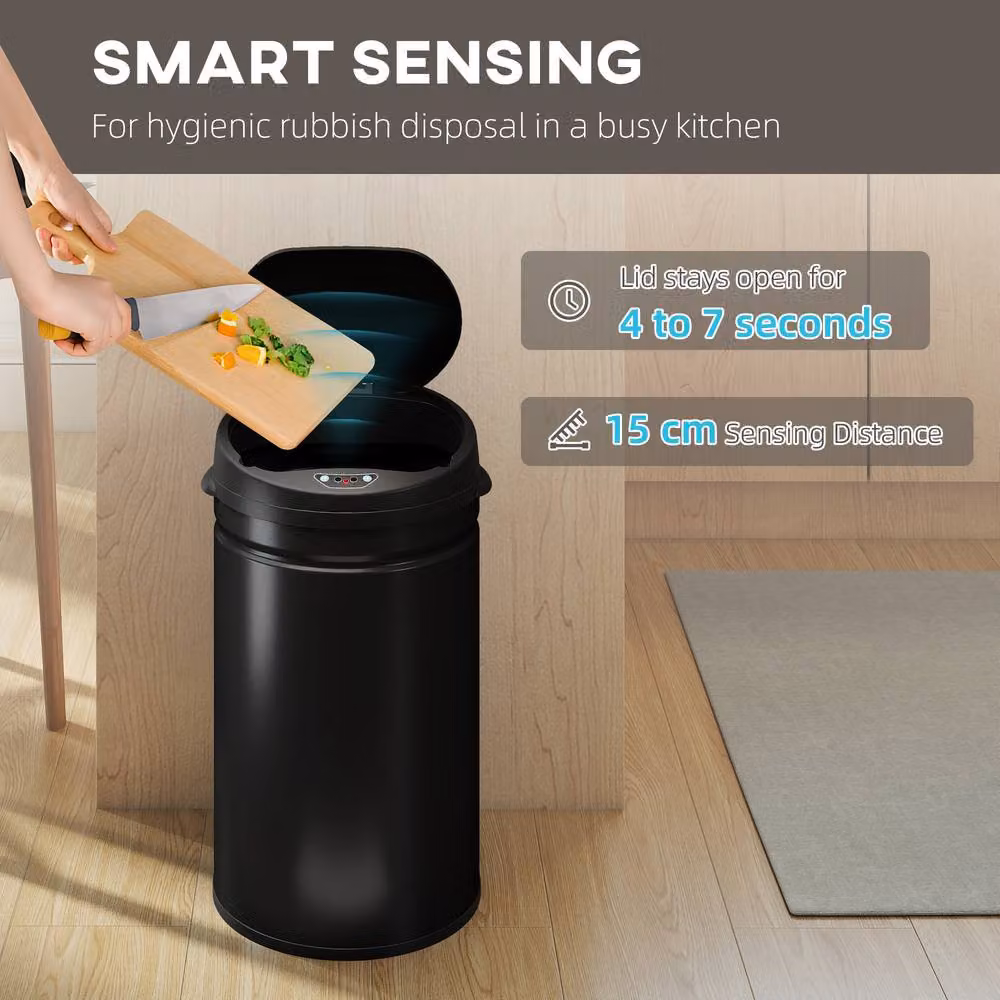 STILVORA 30L Sensor Bin in Black with Soft-Close and Fingerprint-Proof Stainless Steel Finish – 3