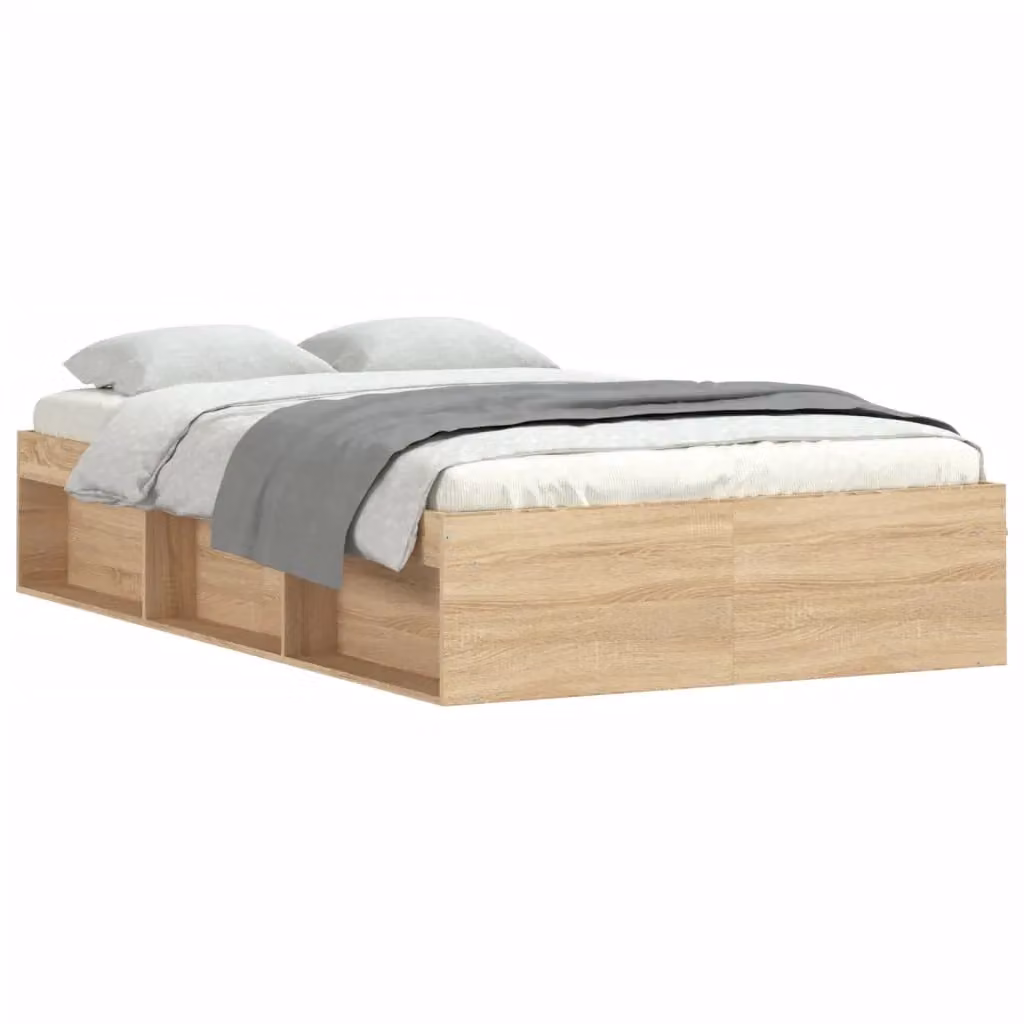 Berkfield Home Sonoma Oak Small Double Bed Frame in Brown, W/D/H: 120 x 190 cm – 2