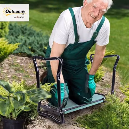 Outsunny 2-in-1 Folding Garden Kneeler and Seat in Green – 2