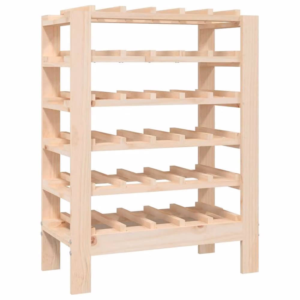 Berkfield Home Beautiful Wine Rack in Light Brown Solid Pine, W: 61.5 cm, D: 30 cm, H: 82 cm – 2
