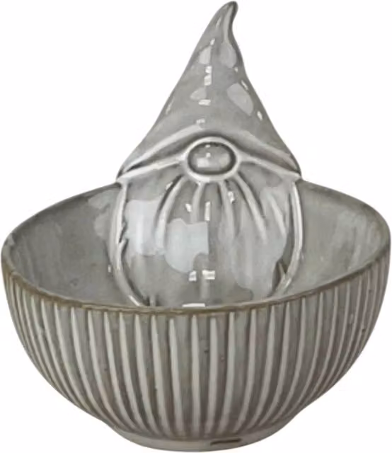Four Candle White Glazed Ceramic Round Gonk Bowl