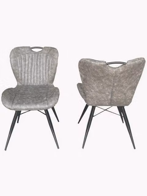Jaipur Furniture Ltd Set of 2 Modern Dining Fabric Chairs with Metal Legs in Grey and Black – 1