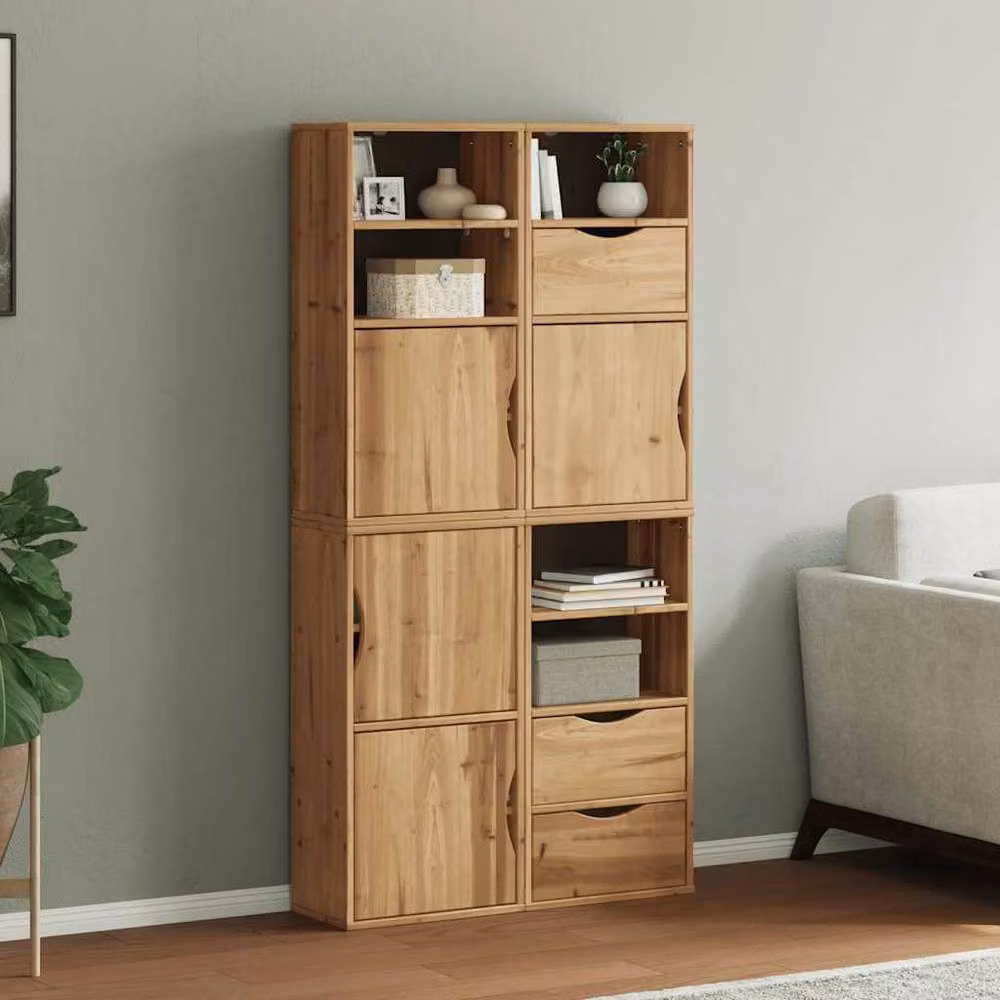 Berkfield Home ODDA Side Cabinets, Set of 4, Brown Solid Wood Pine, W/D/H: 40 x 24 x 79 cm – 2