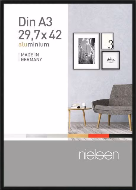 Nielsen Design Pixel Aluminium A3 Picture Frame in Black with Glass
