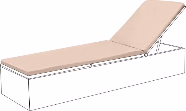 Gardenista Water Repellent Rectangular Outdoor Sun Lounger Cushion in Beige