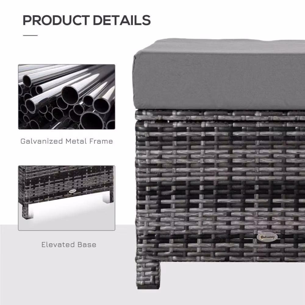 Wyld Haus Kadone Halu Grey Rattan Style Square Outdoor Footstool with Cushioned Top – 6