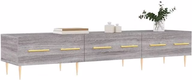 Berkfield Home Grey Sonoma TV Cabinet in Engineered Wood W/D/H: 150 x 36 x 30 cm
