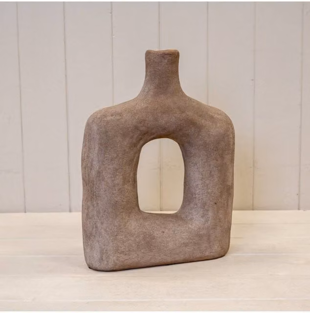 KDMD Tall Brown Textured Sculptured Ceramic Vase