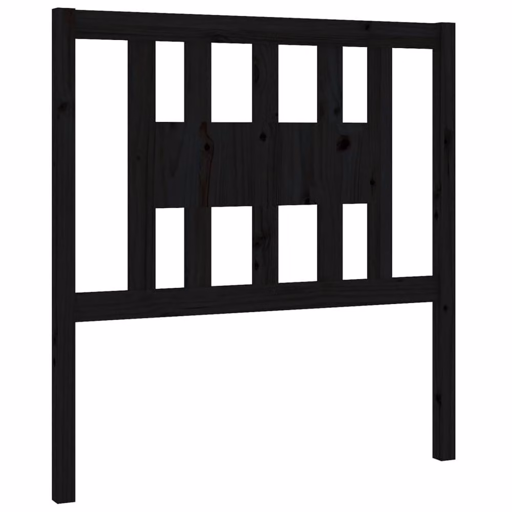 Berkfield Home Black Solid Pine Wood Headboard, W: 96 cm, D: 4 cm, H: 100 cm – 3