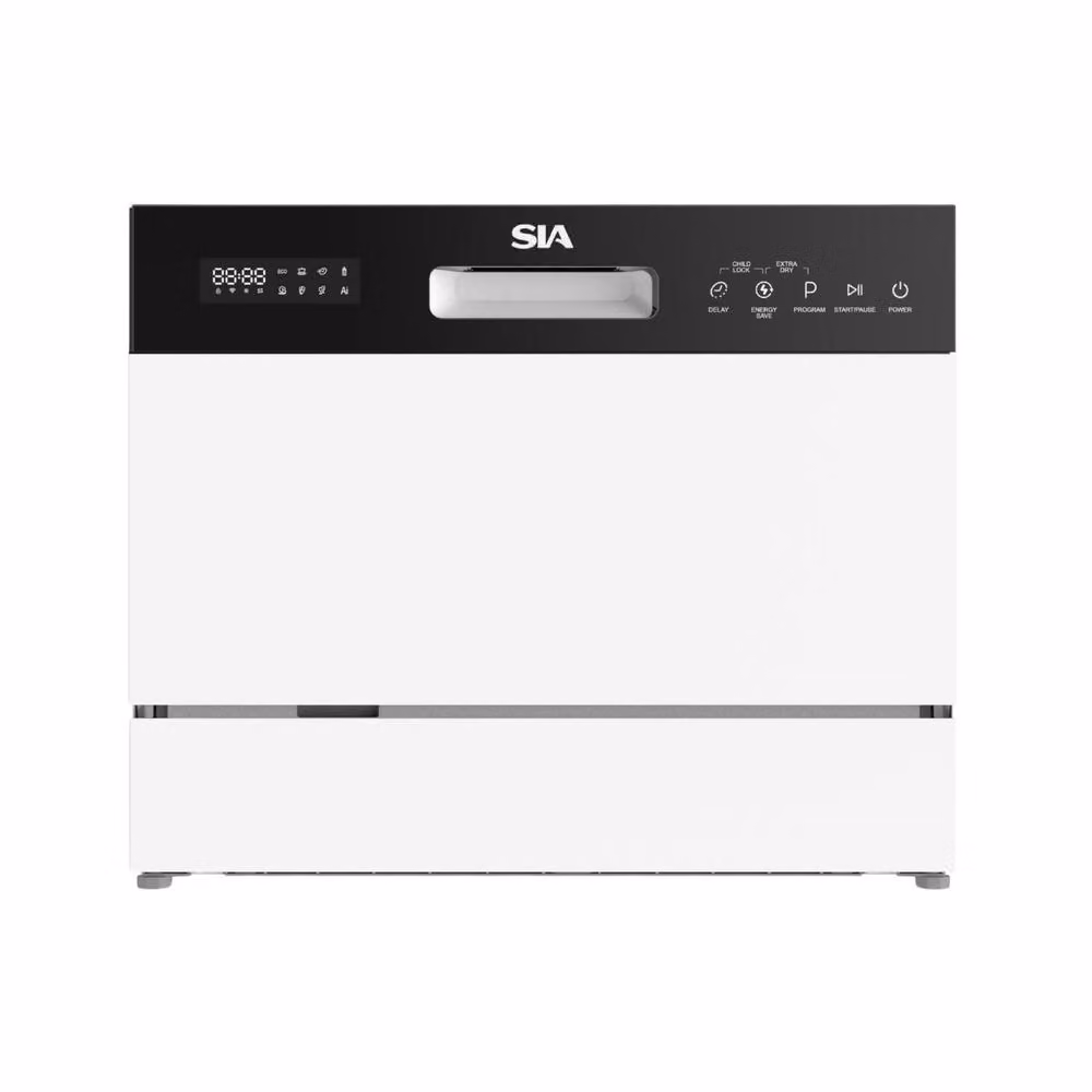 SIA TTD6WH White Table Top Dishwasher with 8 Programs and 6 Place Settings – 2