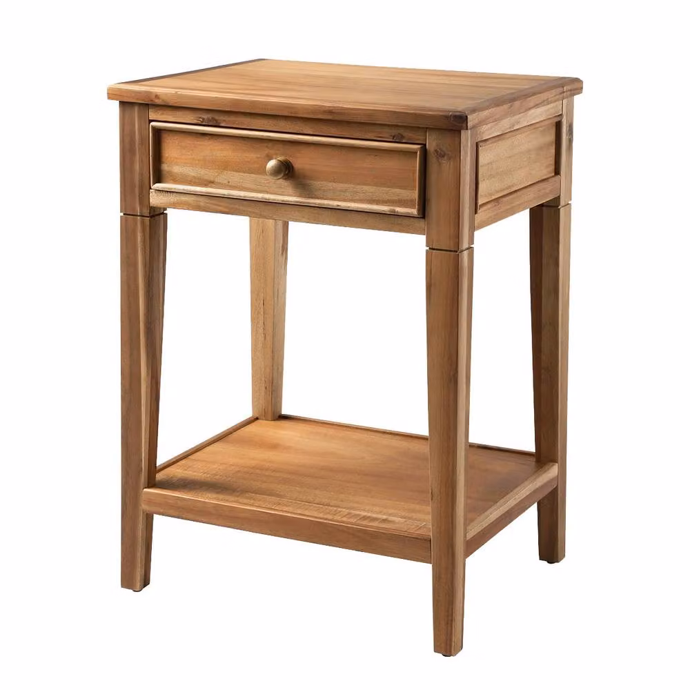 Signature RIVOLI Bedside Table with 1 Drawer in Aged Solid Acacia Wood, Dark Brown, W/D/H: 35 x 45 x 62 cm – 3