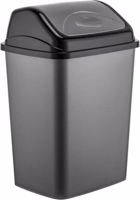 BARGAINS-GALORE 50 Litre Plastic Kitchen Waste Bin with Flip Top Lid in Dark Grey – 1