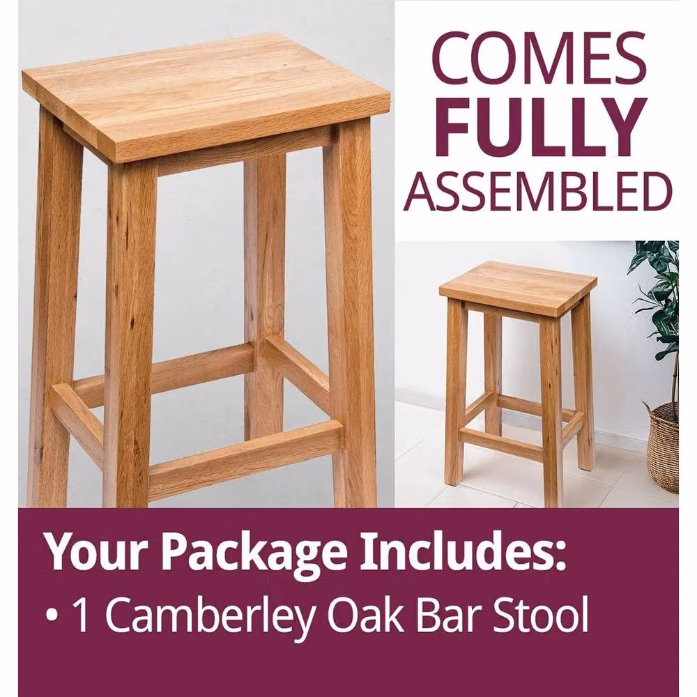 FORGEVIO Solid Oak Breakfast Bar Stool in Light Oak – 4