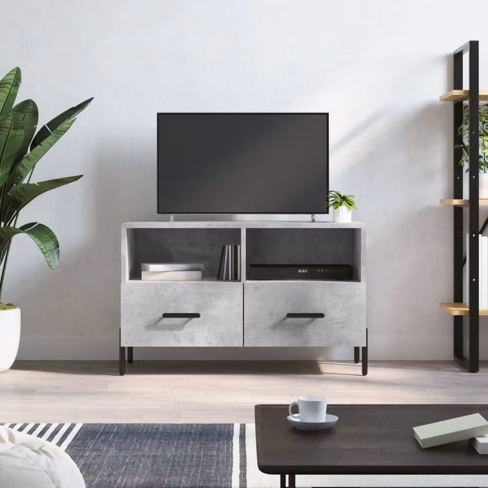 Berkfield Home Industrial TV Cabinet in Concrete Grey, W/D/H: 80 x 36 x 50 cm – 2