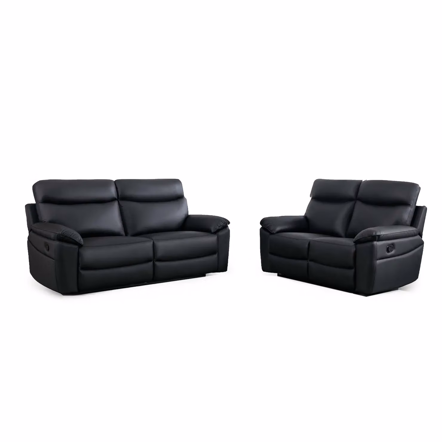 Furnishings For Less UK Austin Genuine Leather Manual Reclining Sofa Suite in Black – 2