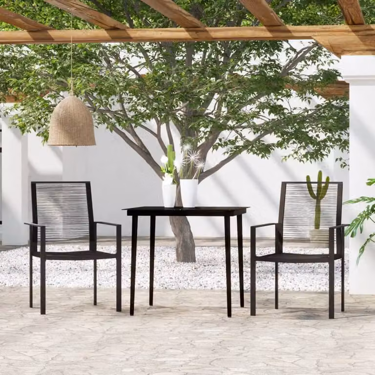 Berkfield Home 3 Piece Modern Garden Dining Set in Black