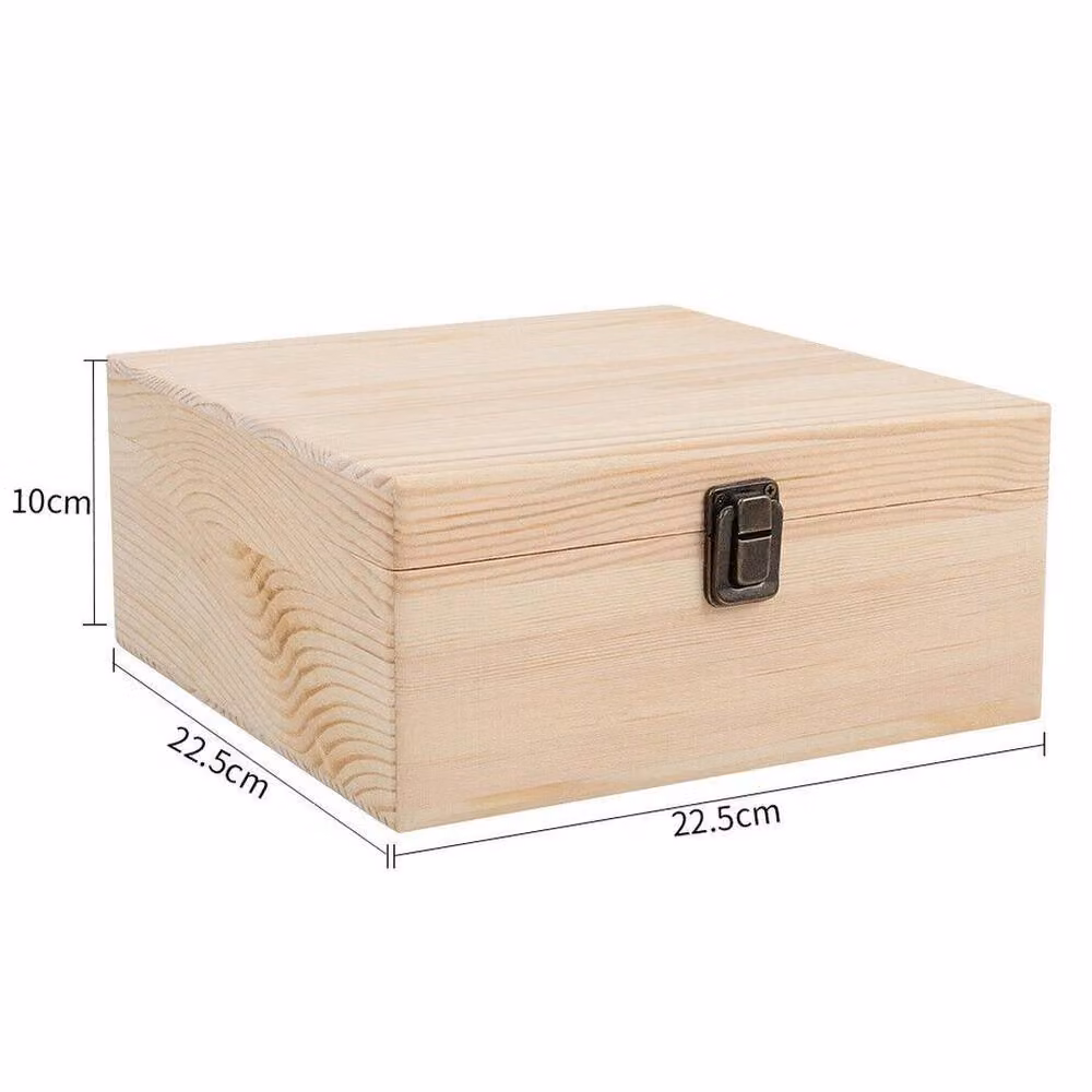 EONLION Natural Wooden Storage Box with Lid, W/D/H: 22.5 x 22.5 x 10 cm – 2