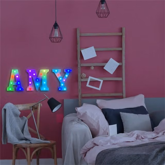 St Helens Battery Operated RGB LED Letter I with Remote Control in White and Multicolour