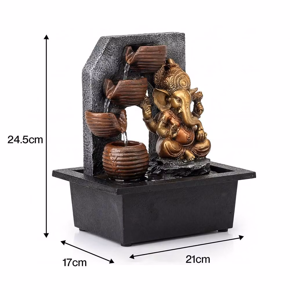 Spector Bronze Tabletop Water Fountain with LED Light and USB Power – 3