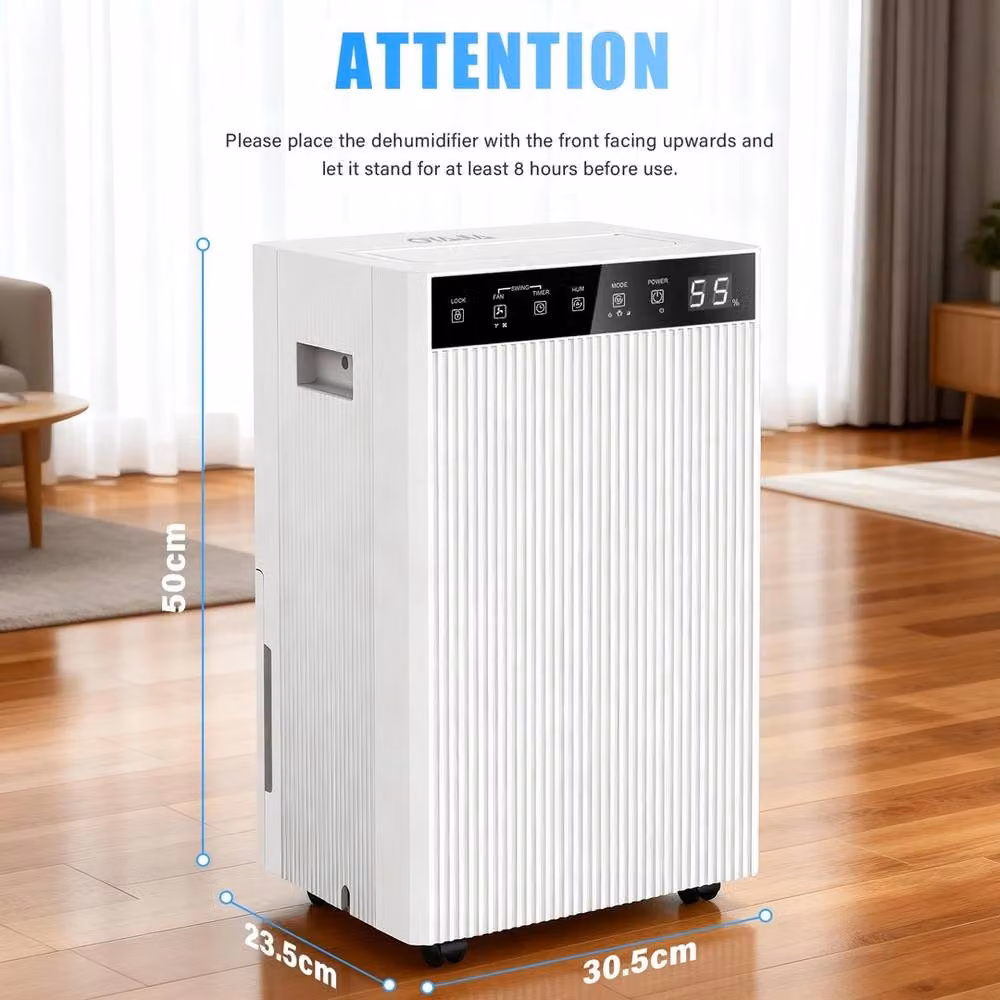 NESTLUNE 20L/Day Large Portable Quiet Dehumidifier with Hygrostat in White, W/D/H: 30 x 15 x 15 cm – 2